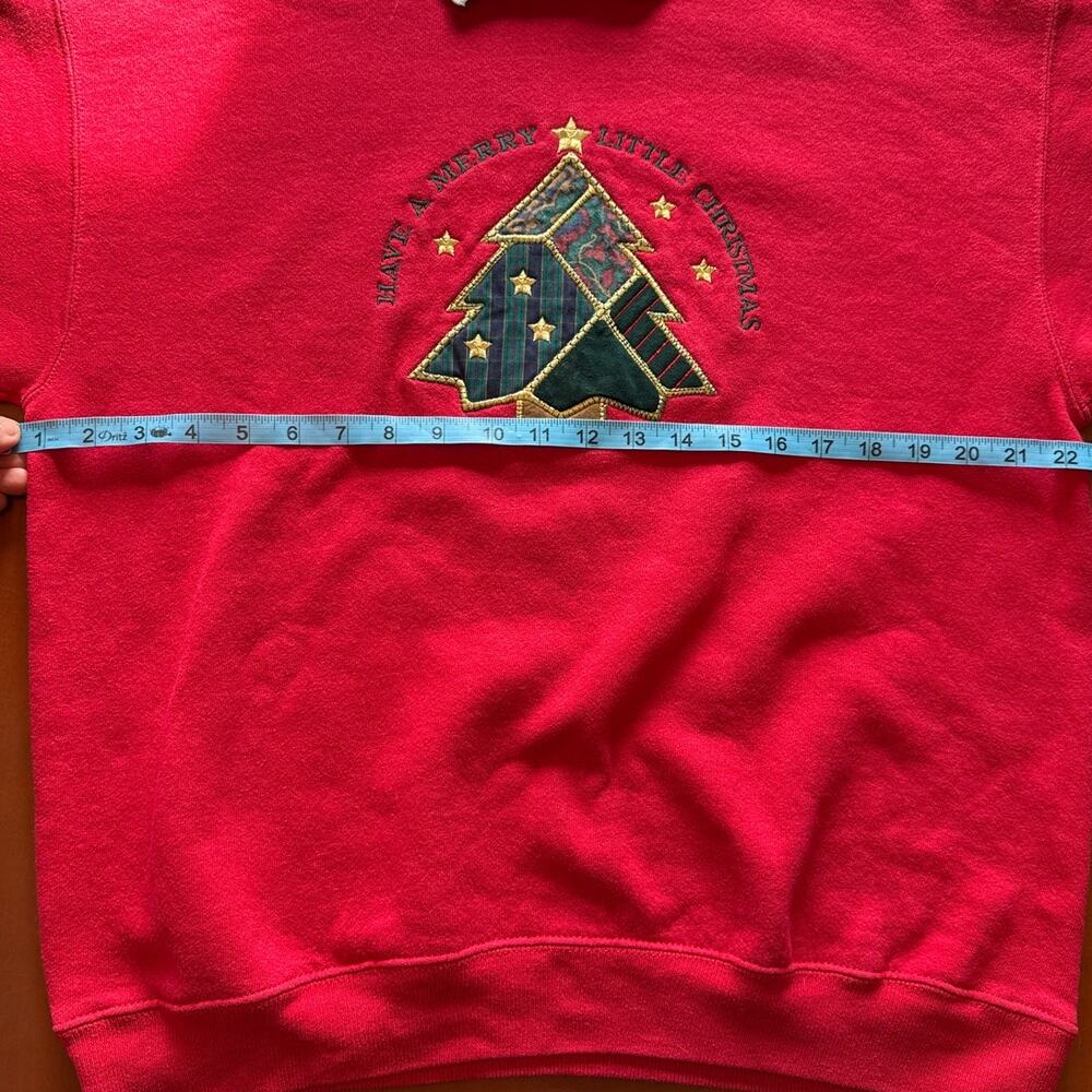 Vintage Oarsman Red Christmas Sweatshirt L Embroidered Holiday Sweater - Picture 8 of 8